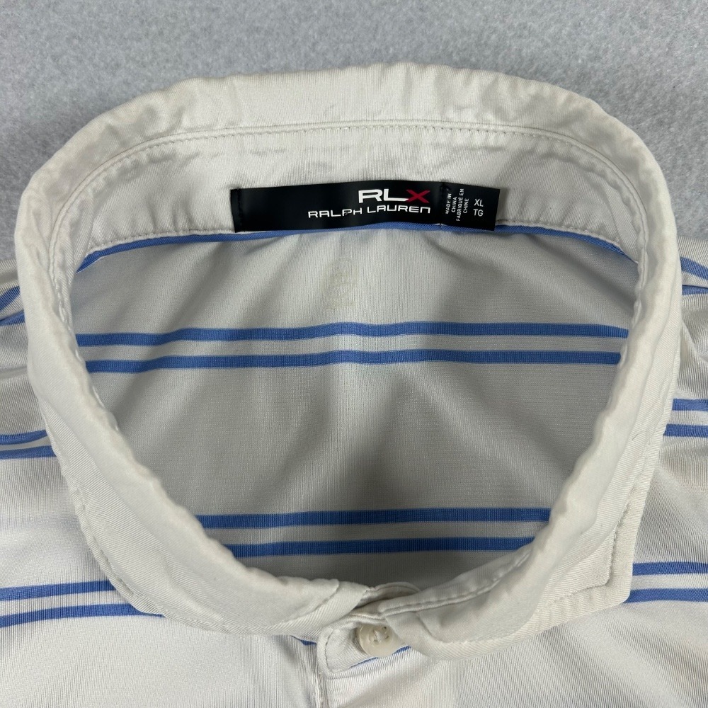 RLX Ralph Lauren Polo Shirt Men's XL White TPC Sawgrass Golf Striped Performance - Picture 5 of 11